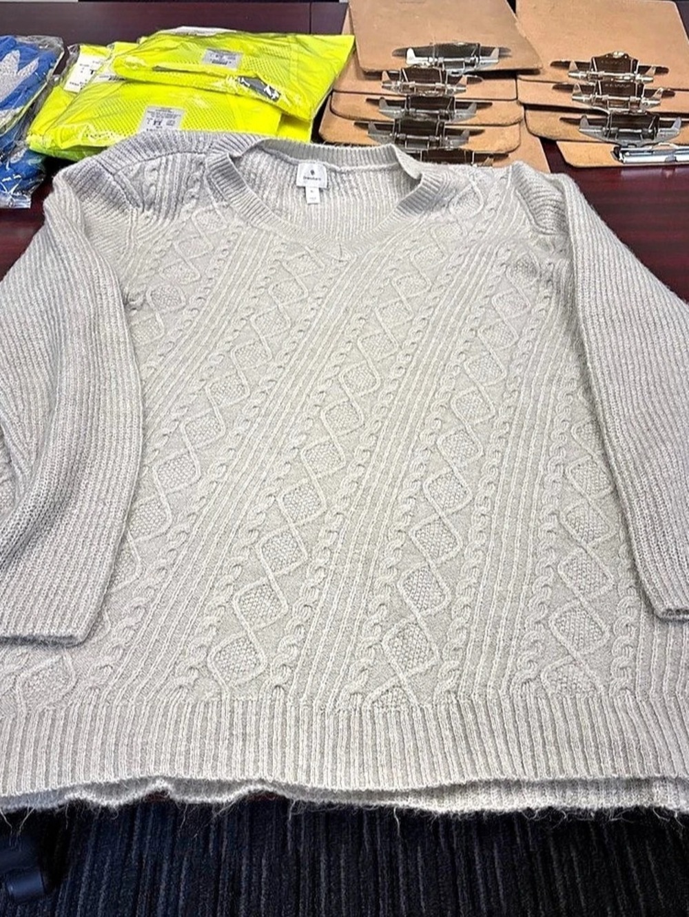 Dressbarn Cable Knit Sweater Gray XL
